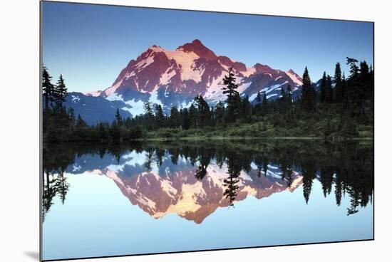 Mt Shuksan from Picture Lake, Mount Baker-Snoqualmie National Forest, Washington, USA-Michel Hersen-Mounted Photographic Print
