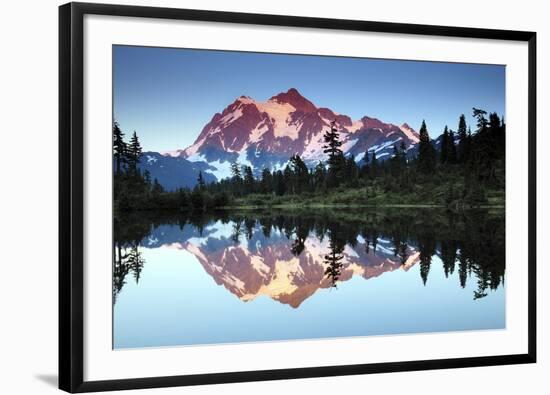 Mt Shuksan from Picture Lake, Mount Baker-Snoqualmie National Forest, Washington, USA-Michel Hersen-Framed Photographic Print