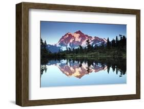 Mt Shuksan from Picture Lake, Mount Baker-Snoqualmie National Forest, Washington, USA-Michel Hersen-Framed Photographic Print