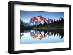 Mt Shuksan from Picture Lake, Mount Baker-Snoqualmie National Forest, Washington, USA-Michel Hersen-Framed Photographic Print