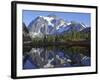 Mt. Shuksan in the Fall with Red Blueberry Bushes, North Cascades National Park, Washington, USA-Charles Sleicher-Framed Photographic Print