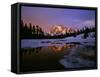 Mt. Shuksan Reflecting into a Partial Ice Covered Picture Lake at Sunset-null-Framed Stretched Canvas