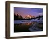 Mt. Shuksan Reflecting into a Partial Ice Covered Picture Lake at Sunset-null-Framed Photographic Print