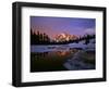 Mt. Shuksan Reflecting into a Partial Ice Covered Picture Lake at Sunset-null-Framed Photographic Print