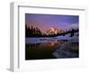 Mt. Shuksan Reflecting into a Partial Ice Covered Picture Lake at Sunset-null-Framed Photographic Print