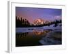 Mt. Shuksan Reflecting into a Partial Ice Covered Picture Lake at Sunset-null-Framed Photographic Print