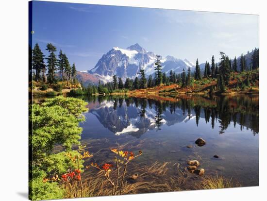 Mt Shuksan with Picture Lake, Mt Baker National Recreation Area, Washington, USA-Stuart Westmorland-Stretched Canvas