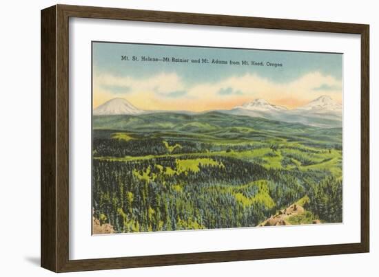 Mt. St. Helens, Mt. Rainier, Mt. Adams-null-Framed Art Print