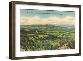 Mt. St. Helens, Mt. Rainier, Mt. Adams-null-Framed Art Print