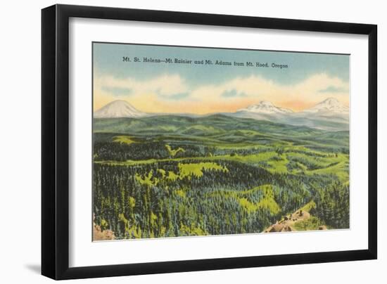 Mt. St. Helens, Mt. Rainier, Mt. Adams-null-Framed Art Print