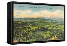 Mt. St. Helens, Mt. Rainier, Mt. Adams-null-Framed Stretched Canvas