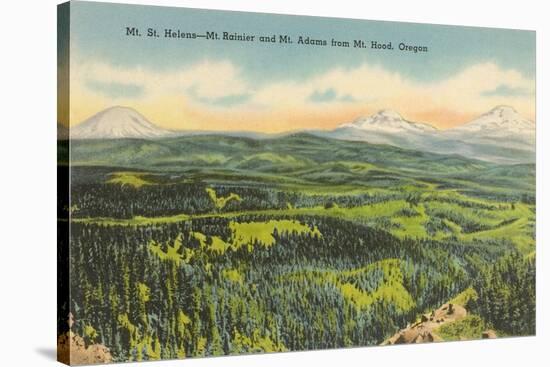 Mt. St. Helens, Mt. Rainier, Mt. Adams-null-Stretched Canvas