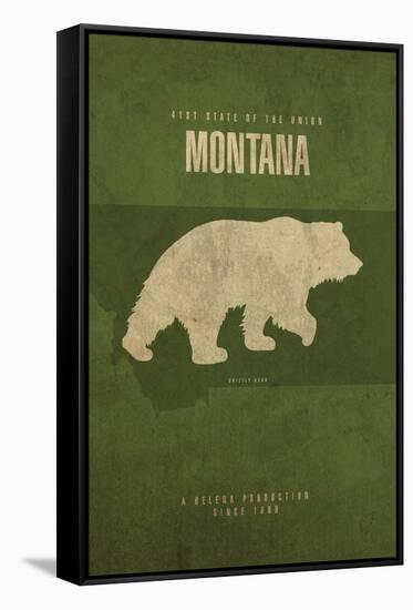 MT State Minimalist Posters-Red Atlas Designs-Framed Stretched Canvas