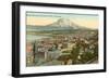 Mt. Tacoma and Downtown Tacoma, Washington-null-Framed Art Print