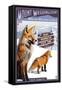 Mt. Washington, New Hampshire - Fox Scene-Lantern Press-Framed Stretched Canvas