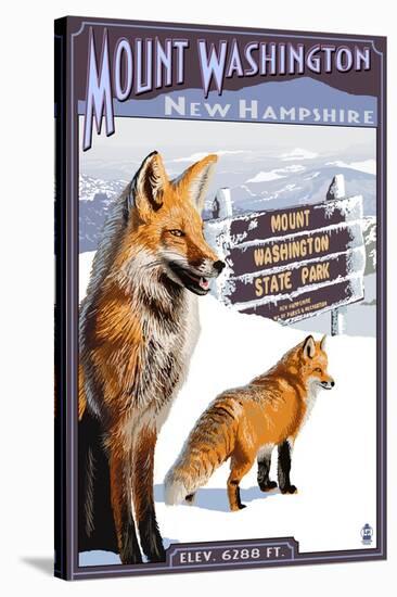 Mt. Washington, New Hampshire - Fox Scene-Lantern Press-Stretched Canvas