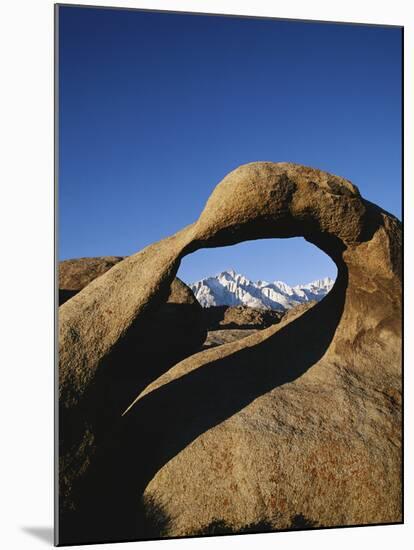 Mt Whitney and Lone Pine Peak Through Natural Arch, Alabama Hills, Eastern Sierra Range, California-Adam Jones-Mounted Photographic Print