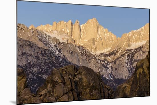 Mt. Whitney at Dawn with Rocks of Alabama Hills, Lone Pine, California-Rob Sheppard-Mounted Photographic Print
