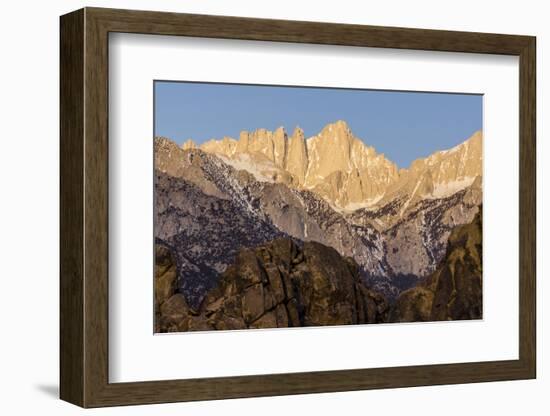 Mt. Whitney at Dawn with Rocks of Alabama Hills, Lone Pine, California-Rob Sheppard-Framed Photographic Print