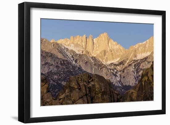 Mt. Whitney at Dawn with Rocks of Alabama Hills, Lone Pine, California-Rob Sheppard-Framed Photographic Print