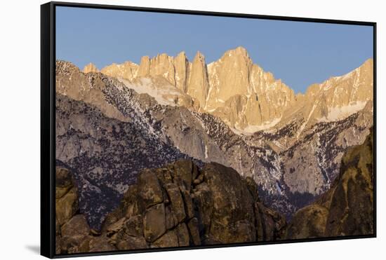 Mt. Whitney at Dawn with Rocks of Alabama Hills, Lone Pine, California-Rob Sheppard-Framed Stretched Canvas