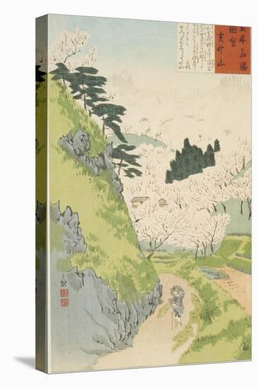 Mt. Yoshino, Cherry Blossoms or Yoshino yama from Sketches of Famous Places in Japan, 1897-Kobayashi Kiyochika-Stretched Canvas