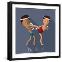 Muay Thai of Thailand Icon Eps 10 Format-Sajja-Framed Art Print