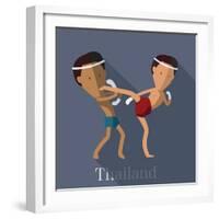 Muay Thai of Thailand Icon Eps 10 Format-Sajja-Framed Art Print