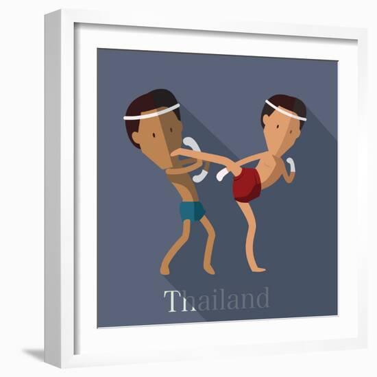 Muay Thai of Thailand Icon Eps 10 Format-Sajja-Framed Art Print