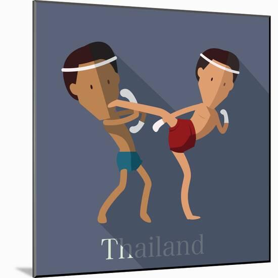 Muay Thai of Thailand Icon Eps 10 Format-Sajja-Mounted Art Print