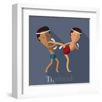 Muay Thai of Thailand Icon Eps 10 Format-Sajja-Framed Art Print