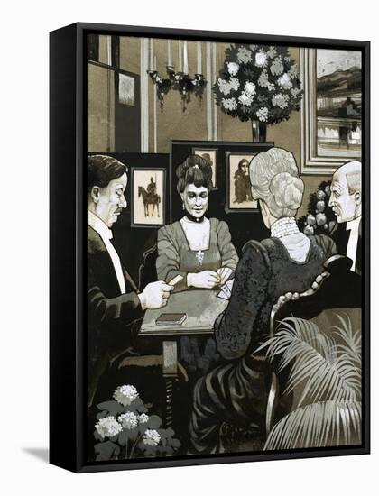 Much Time Was Passed During Country House Parties Playing Bridge-Richard Hook-Framed Stretched Canvas