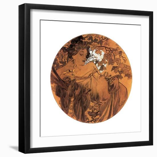 Mucha Autumn Medallion-null-Framed Giclee Print