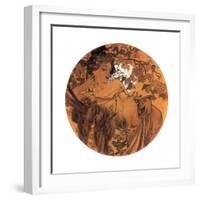 Mucha Autumn Medallion-null-Framed Giclee Print
