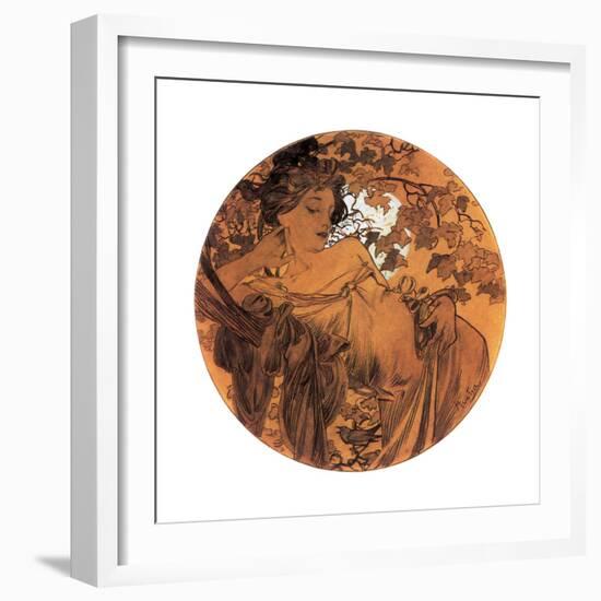 Mucha Autumn Medallion-null-Framed Giclee Print