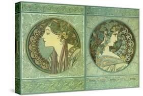 Mucha Green Medallions-null-Stretched Canvas