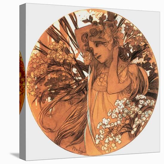 Mucha Spring Medallion-null-Stretched Canvas