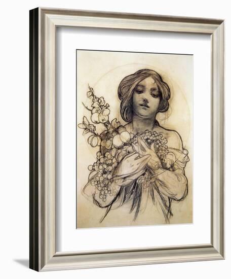 Mucha Study of Woman with Fruit-null-Framed Giclee Print