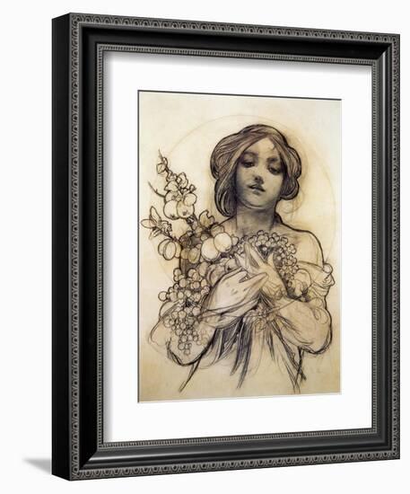 Mucha Study of Woman with Fruit-null-Framed Giclee Print