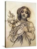 Mucha Study of Woman with Fruit-null-Stretched Canvas