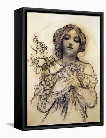 Mucha Study of Woman with Fruit-null-Framed Stretched Canvas