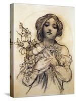 Mucha Study of Woman with Fruit-null-Stretched Canvas