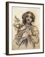 Mucha Study of Woman with Fruit-null-Framed Giclee Print