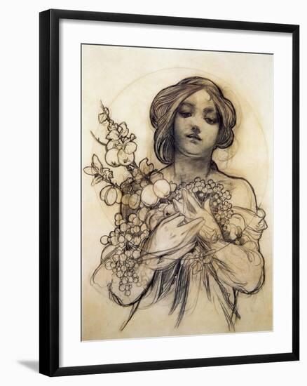 Mucha Study of Woman with Fruit-null-Framed Giclee Print