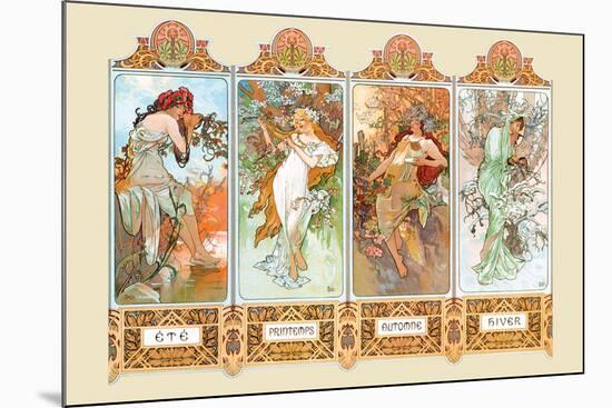 Mucha The Four Season-Alphonse Mucha-Mounted Poster