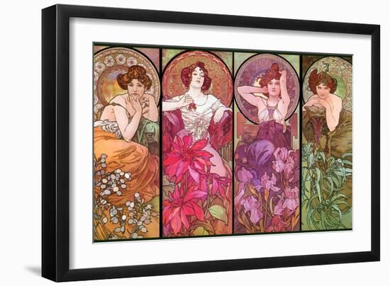 Mucha Topaz Ruby Amethyst Emeraude-null-Framed Giclee Print