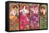 Mucha Topaz Ruby Amethyst Emeraude-null-Framed Stretched Canvas