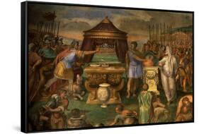 Mucius Scaevola Deliberately Burning His Hand in a Brazier before Etruscan King Porsena-Giuseppe Cesari-Framed Stretched Canvas