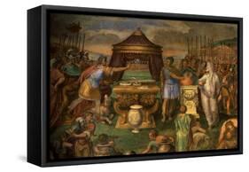 Mucius Scaevola Deliberately Burning His Hand in a Brazier before Etruscan King Porsena-Giuseppe Cesari-Framed Stretched Canvas
