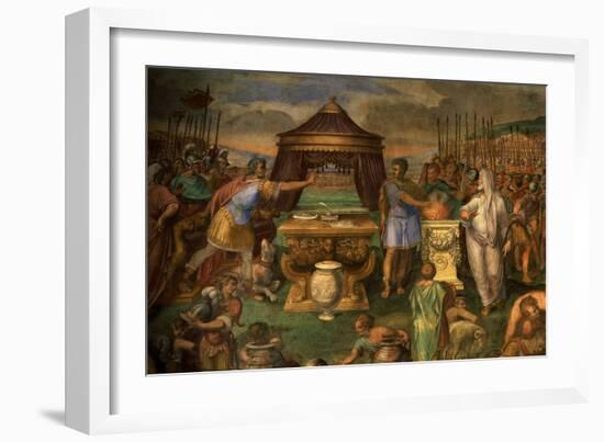 Mucius Scaevola Deliberately Burning His Hand in a Brazier before Etruscan King Porsena-Giuseppe Cesari-Framed Giclee Print